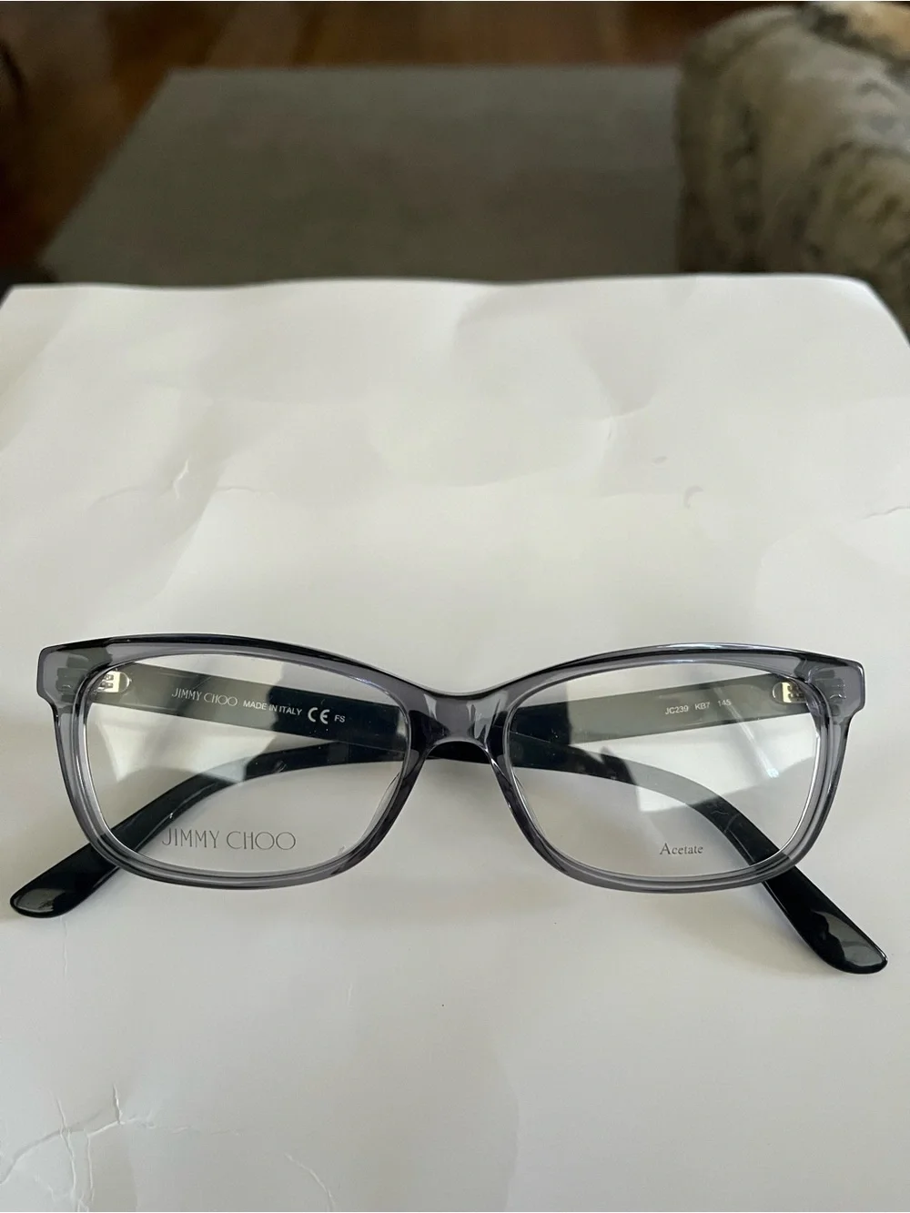 Jimmy Choo Black Temples with Gray Translucent Frame Reading Glasses